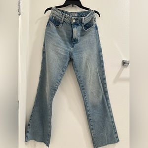 Zara straight high waisted frayed hem jean